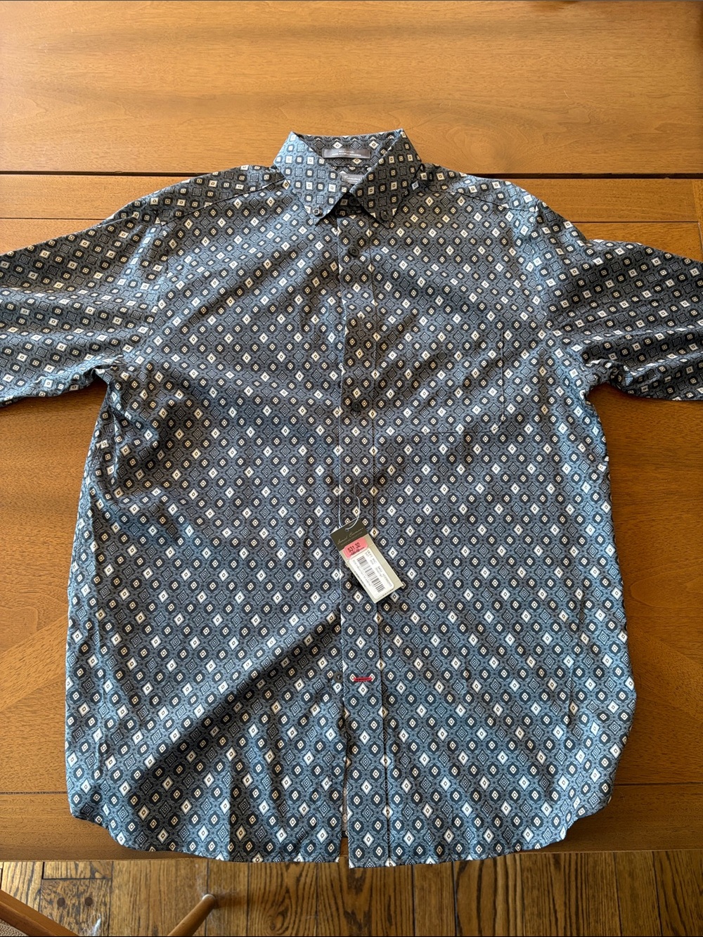 Daniel Cremieux Grey Geometric Long-Sleeve Button-Down Shirt